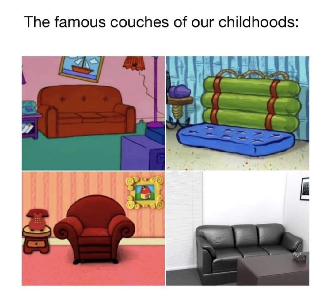 monday morning randomness - couches of our childhood - The famous couches of our childhoods