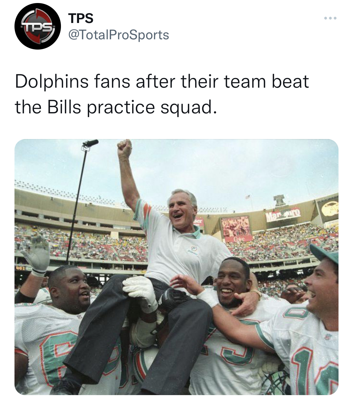nfl football tweets week 3 - photo caption - Tps Tps Dolphins fans after their team beat the Bills practice squad. Manpro www
