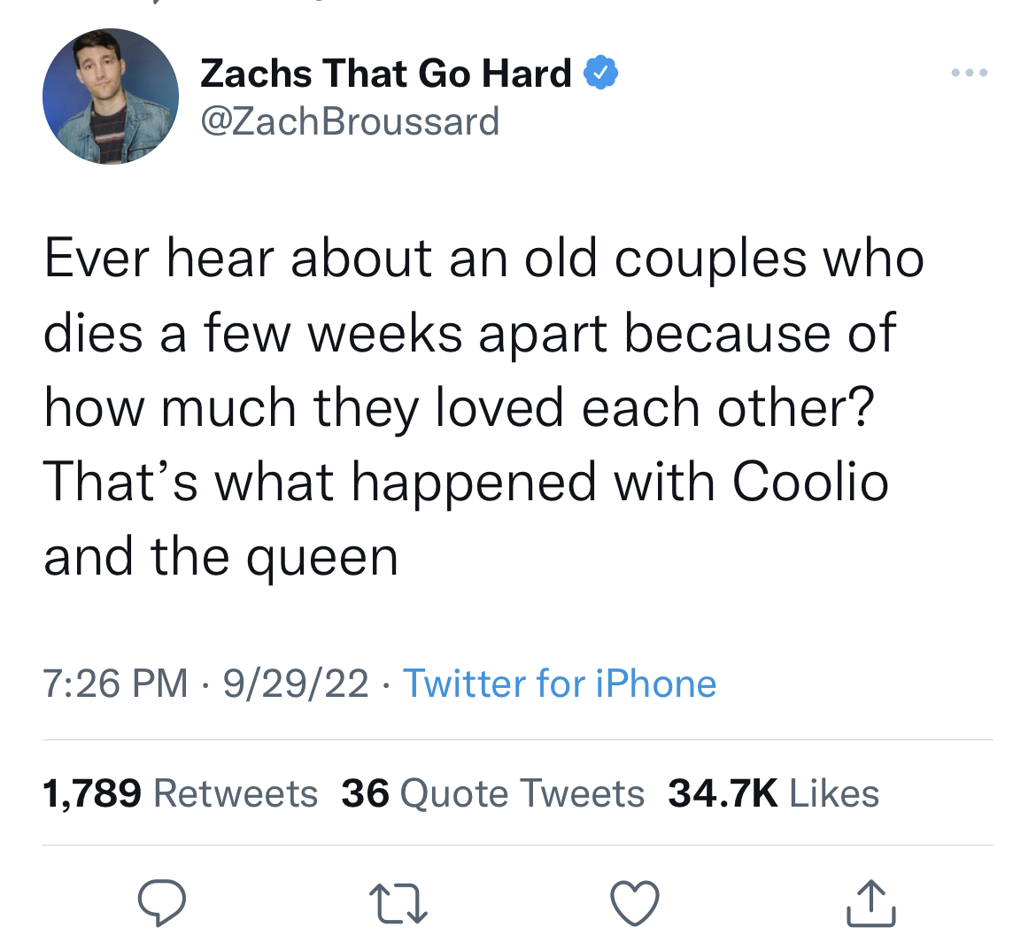 Fresh and funny tweets - y all do a lot of talking then its - Zachs That Go Hard Ever hear about an old couples who dies a few weeks apart because of how much they loved each other? That's what happened with Coolio and the queen 92922 Twitter for iPhone 1