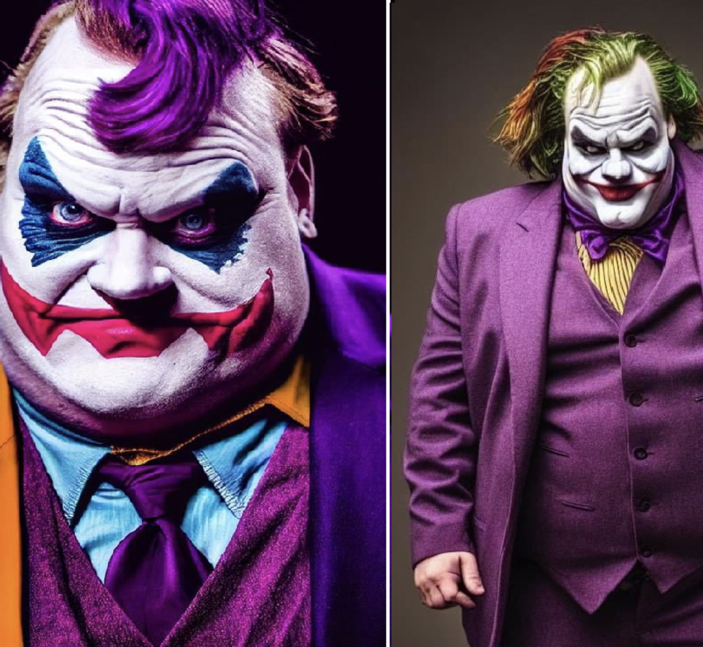 An AI rendering of what Chris Farley would have looked like as the Joker.