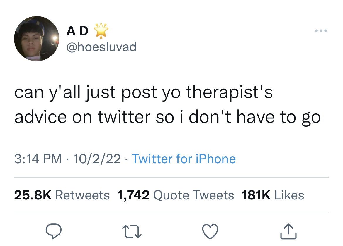 Savage and funny tweets - my hungry ass could never be a surgeon - Adx can y'all just post yo therapist's advice on twitter so i don't have to go 10222 Twitter for iPhone 1,742 Quote Tweets 27