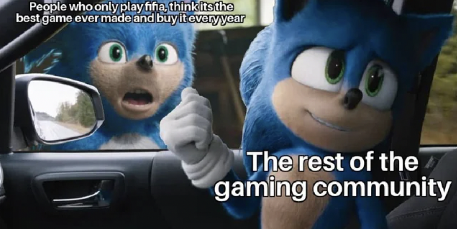 Gaming memes - sonic memes - People who only play fifia, think its the best game ever made and buy it every year The rest of the gaming community