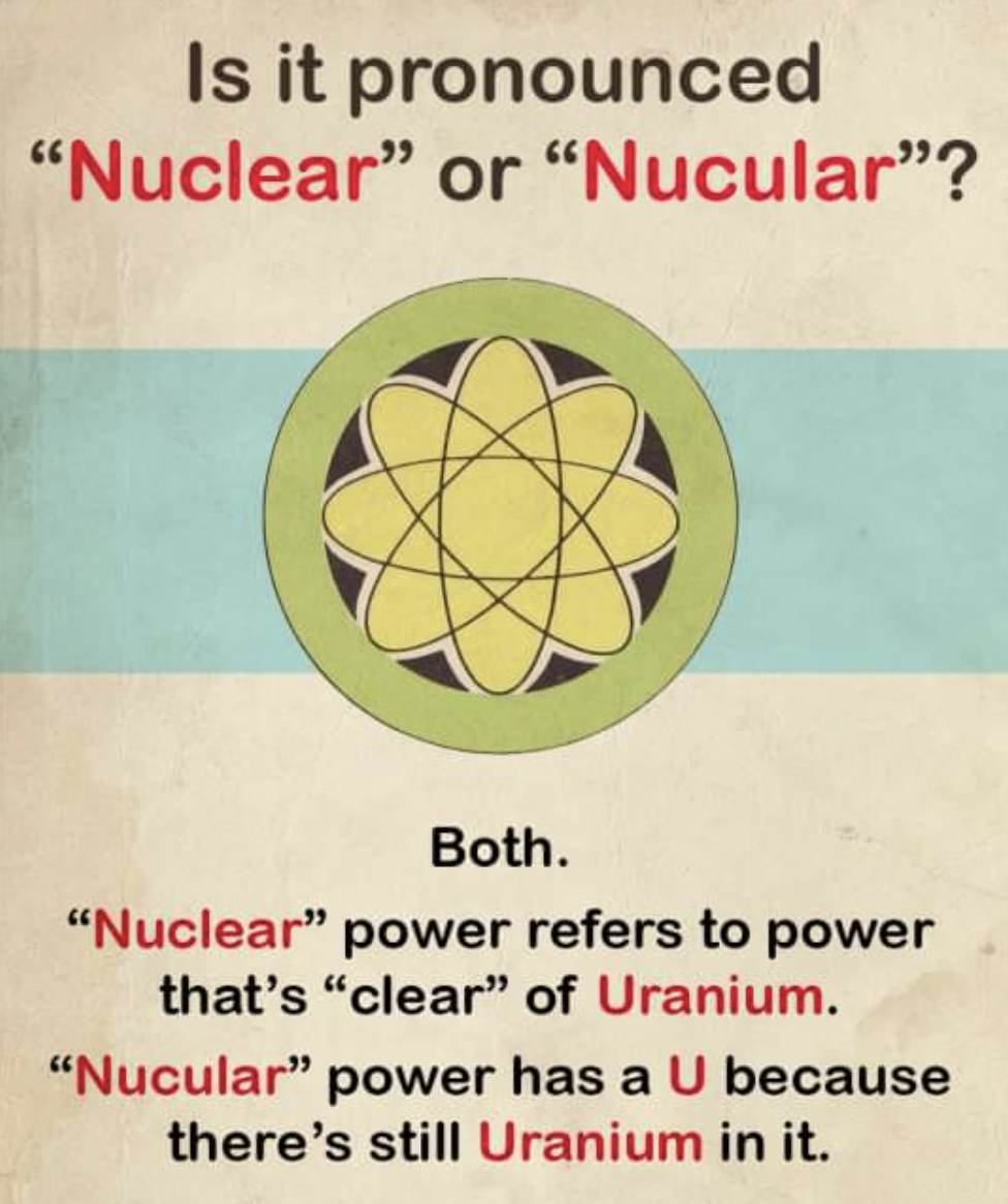 Confidently incorrect people - nuclear vs nucular - Is it pronounced