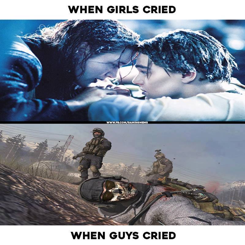 Gaming memes - poster - When Girls Cried When Guys Cried