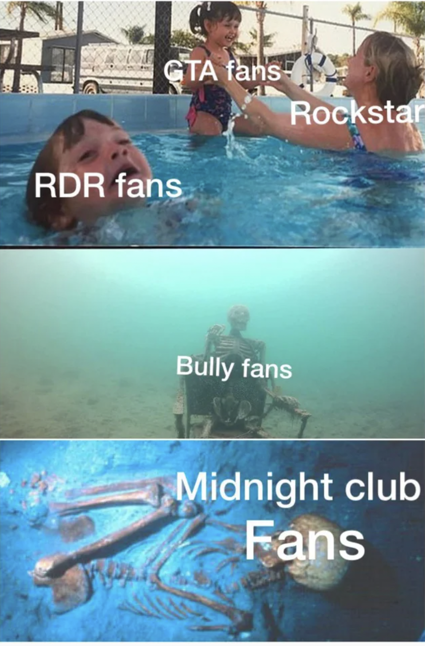 Gaming memes - Gta fans Rdr fans Rockstar Bully fans Midnight club Fans