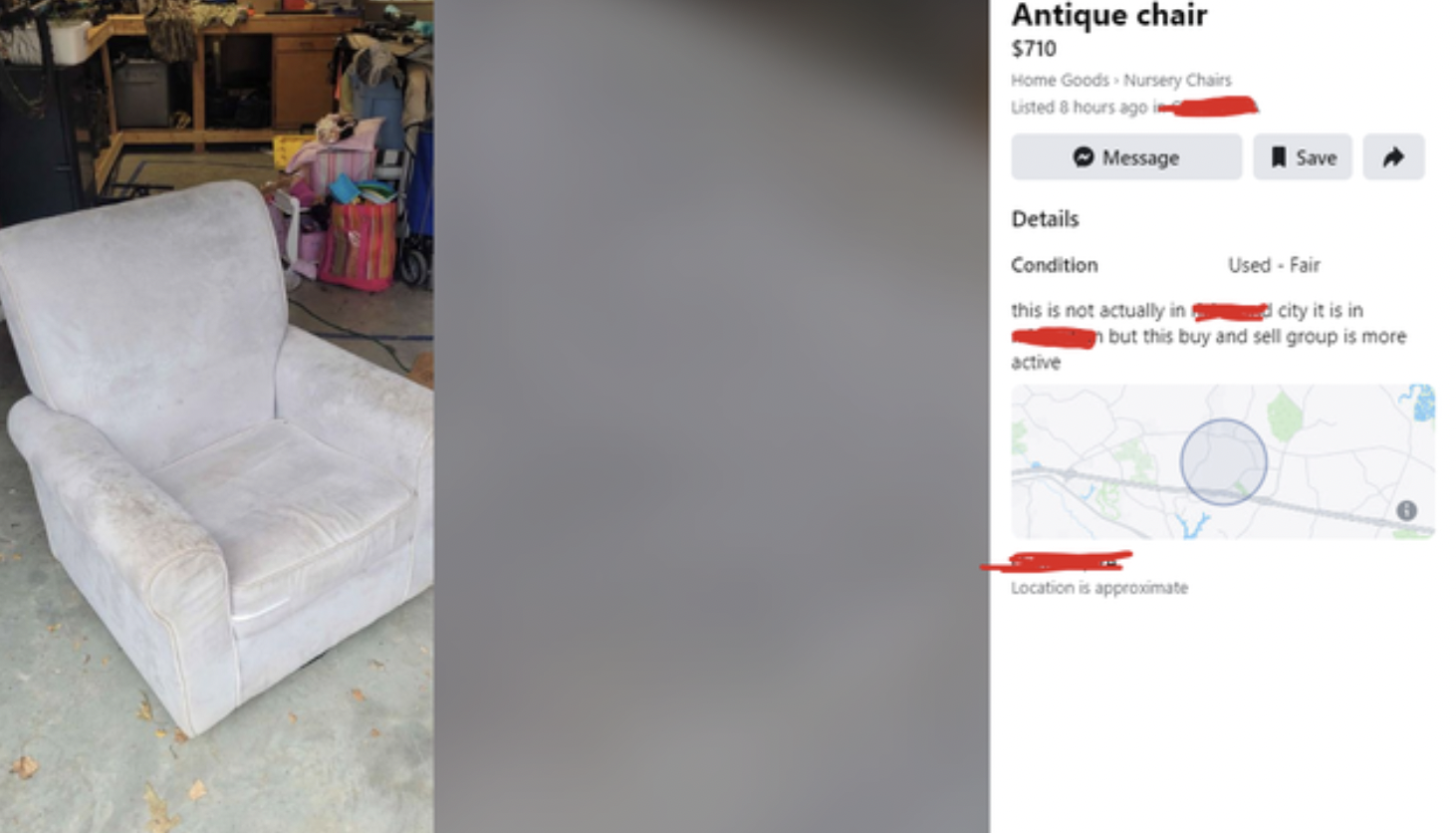 Insane People of Facebook - $710 Home Goods Nursery Chairs Listed ir city it is in but this buy and sell group is more