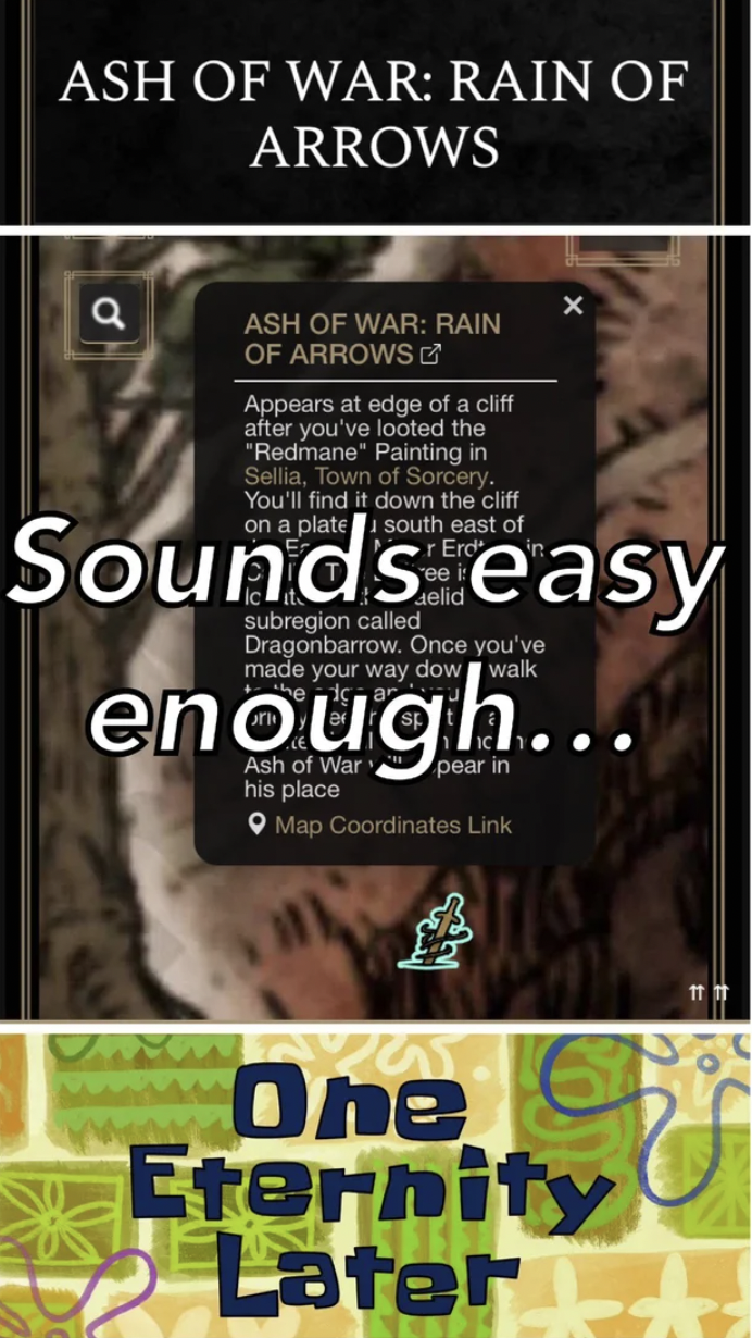 Ash Of War Rain Of Arrows Q Ash Of War Rain Of Arrows Appears at edge of a cliff after you've looted the