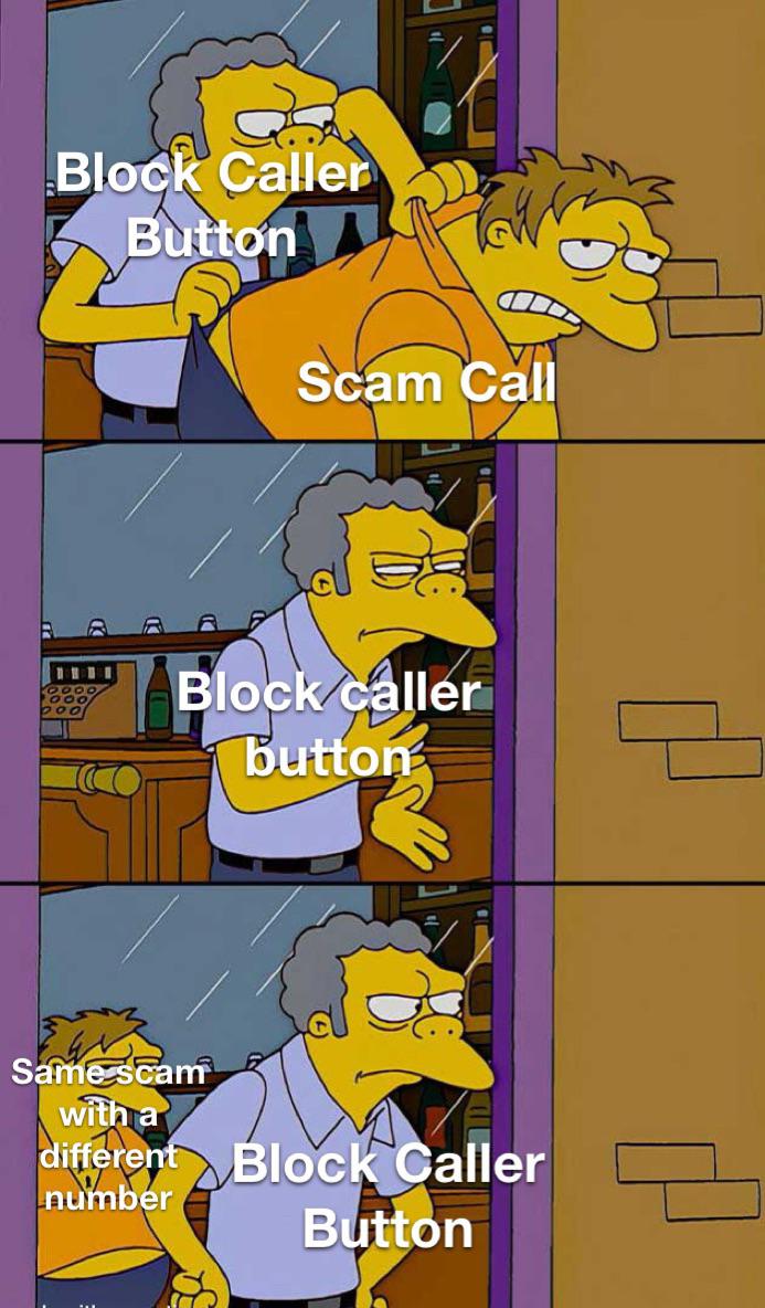monday morning randomness - six the musical funny comic - Block Caller Button oooo 1000 bool Scam Call B Block caller Button Same scam with a different Block Caller number Button