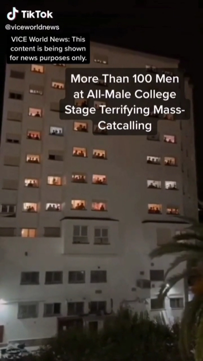 Trashy people - This content is being shown for news purposes only. E More Than 100 Men at AllMale College Stage Terrifying Mass Catcalling