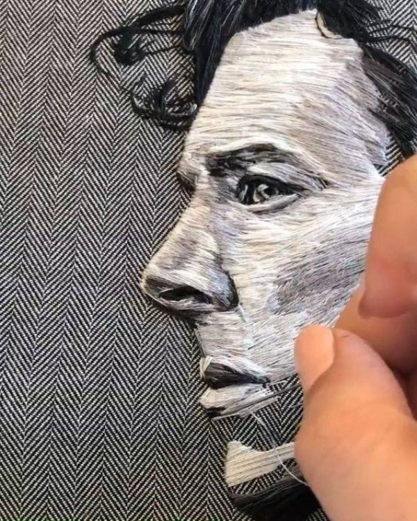 people with impressive talents - embroidered portrait