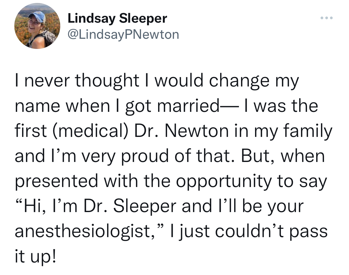 Dr. Sleeper literally and medically putting patients to sleep is a boss move.