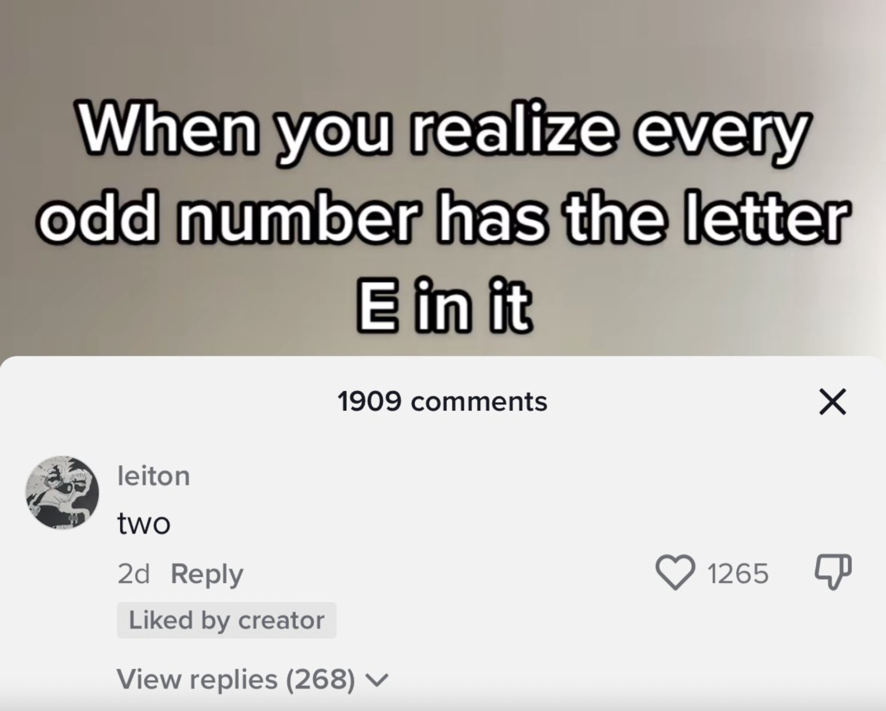 freaky fails - document - When you realize every odd number has the letter E in it l