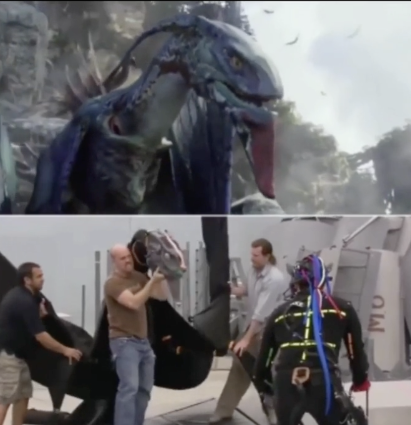 Behind the scenes footage from the filming of the epic dragon scene in the first 'Avatar.'