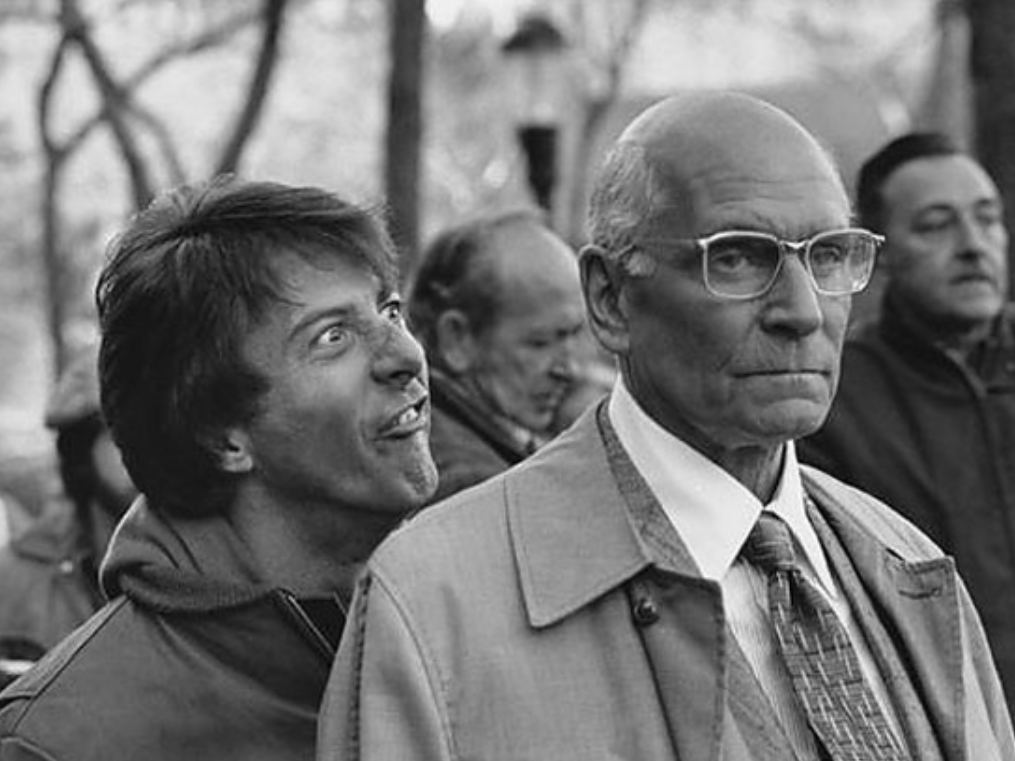 A young Dustin Hoffman getting the better of Laurence Olivier on the set of 'Marathon Man.'