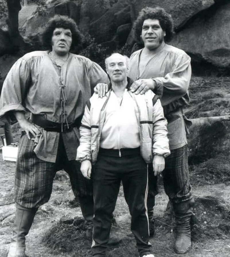Andre the Giant, Peter Diamond, and Andre's stunt double. Peter Diamond was the stunt coordinator for 'The Princess Bride.'
