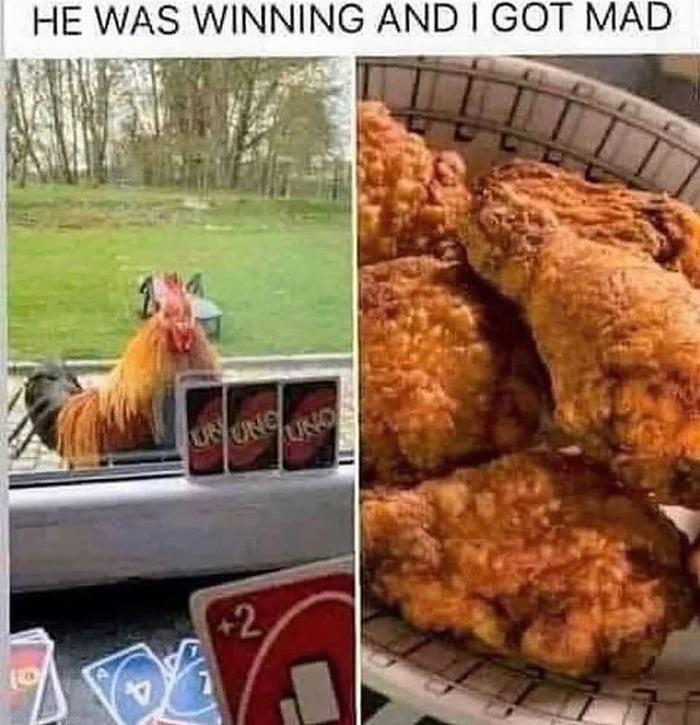 daily dose of pics and memes - chicken he was winning and i got mad - He Was Winning And I Got Mad 10 2 Juno