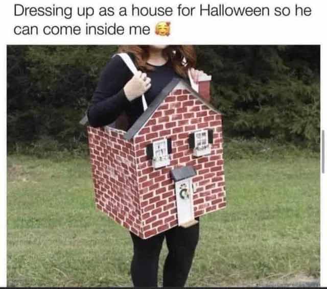 spicy sex memes - pattern - Dressing up as a house for Halloween so he can come inside me