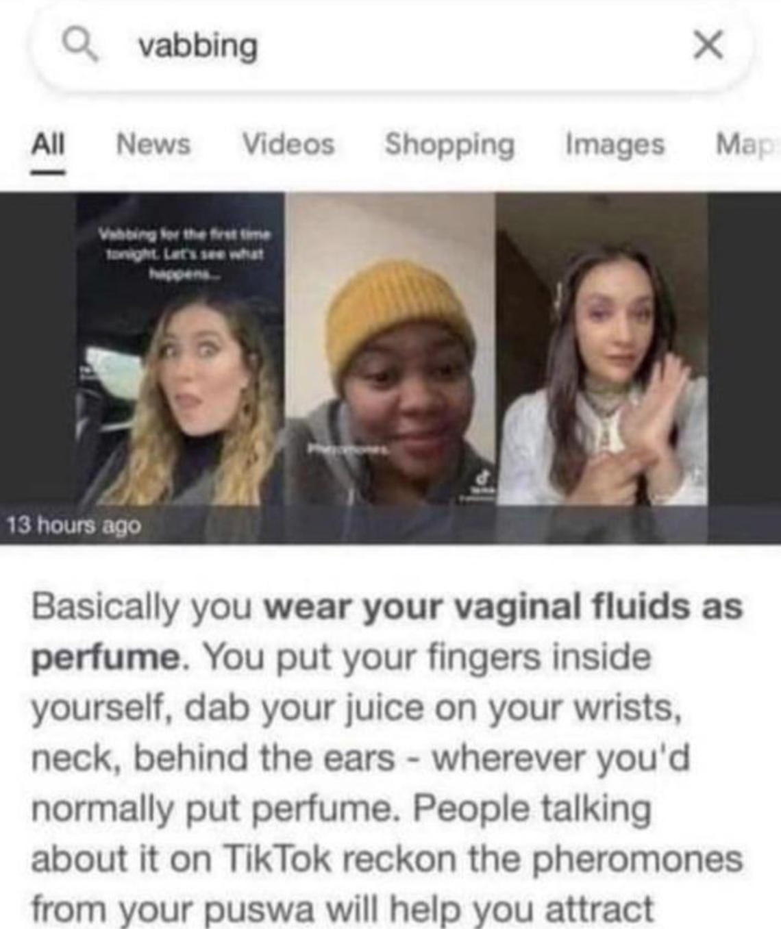 Funny Facepalms and Fails - All News Vabbing for the first time tonight Let's see what 13 hours ago X Videos Shopping Images Map Basically you wear your vaginal fluids as perfume. You put your fingers inside yourself, dab your juice on your wrists, neck,