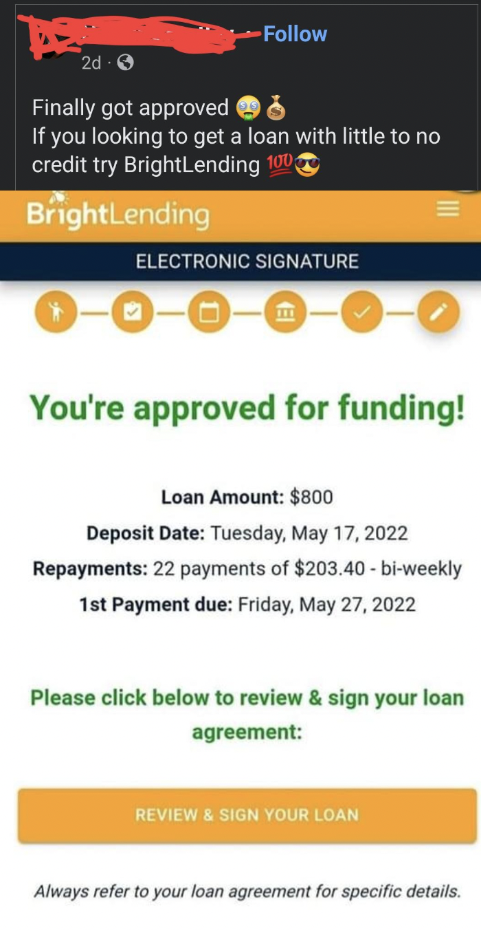 Funny Facepalms and Fails - Finally got approved If you looking to get a loan with little to no credit try BrightLending 100 BrightLending Electronic Signature m You're approved for funding! Loan Amount