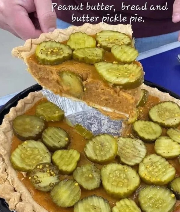 wtf pics fill nope - peanut butter pickle pie - Peanut butter, bread and butter pickle pie.