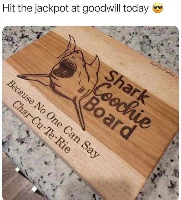 floor - Hit the jackpot at goodwill today Shark Coochie Board Because No One Can Say CharCuTeRie