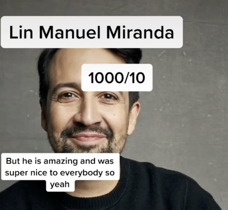 Ranking Celebrity Diners - photo caption - Lin Manuel Miranda 100010 But he is amazing and was super nice to everybody so yeah