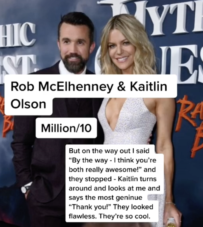 Ranking Celebrity Diners - socialite - Yth Je Ra Hic St Rob McElhenney & Kaitlin Olson Million10 But on the way out I said "By the way I think you're both really awesome!" and they stopped Kaitlin turns around and looks at me and says the most geninue "Th
