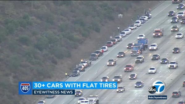people having a bad day - Flat tire - 405 30 Cars With Flat Tires Eyewitness News abc