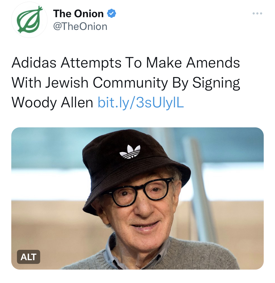Tweets Roasting Celebs - The Onion Adidas Attempts To Make Amends With Jewish Community By Signing Woody Allen bit.ly3sUlylL Alt