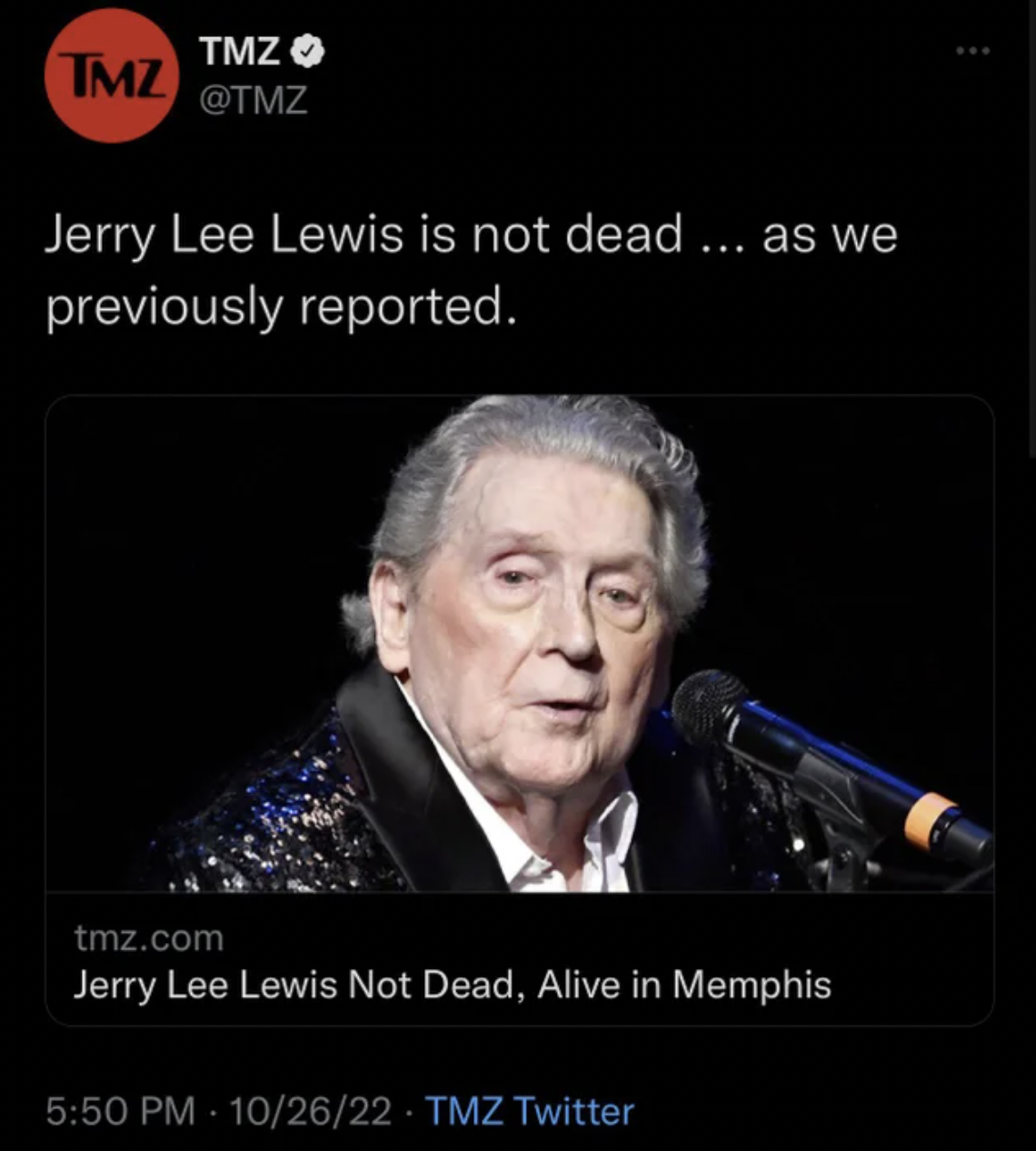 Funny facepalms - Tmz Tmz Jerry Lee Lewis is not dead ... as we previously reported. tmz.com Jerry Lee Lewis Not Dead, Alive in