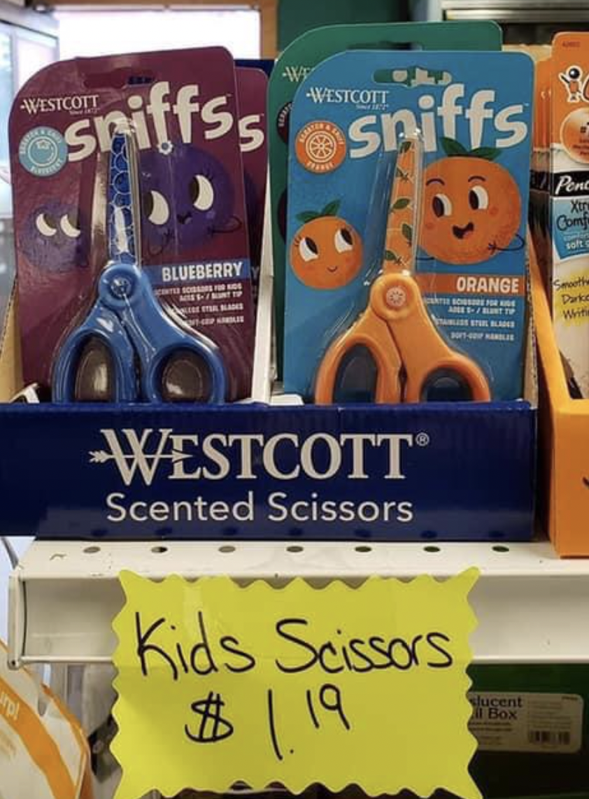 Funny facepalms - Westcott sniffs Westcott Scented Scissors Orange I Ro A Bot Kids Scissors $1.19 F ducent Box Pent X Comf Pate Wife