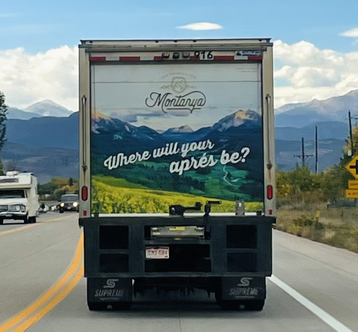 “The truck in front of us lined up perfectly with the mountains.”