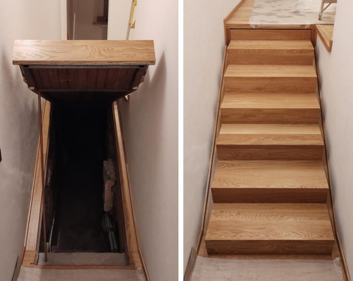 “My parents found a secret room hidden under the stairs of their new house.”