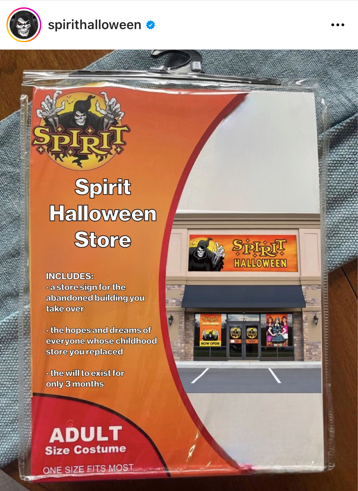 Costume Memes - spirit halloween - spirithalloween Spirit Spirit Halloween Store Includes castore sign for the abandoned building you take over the hopes and dreams of everyone whose childhood store you replaced the will to exist for only 3 months Adult S