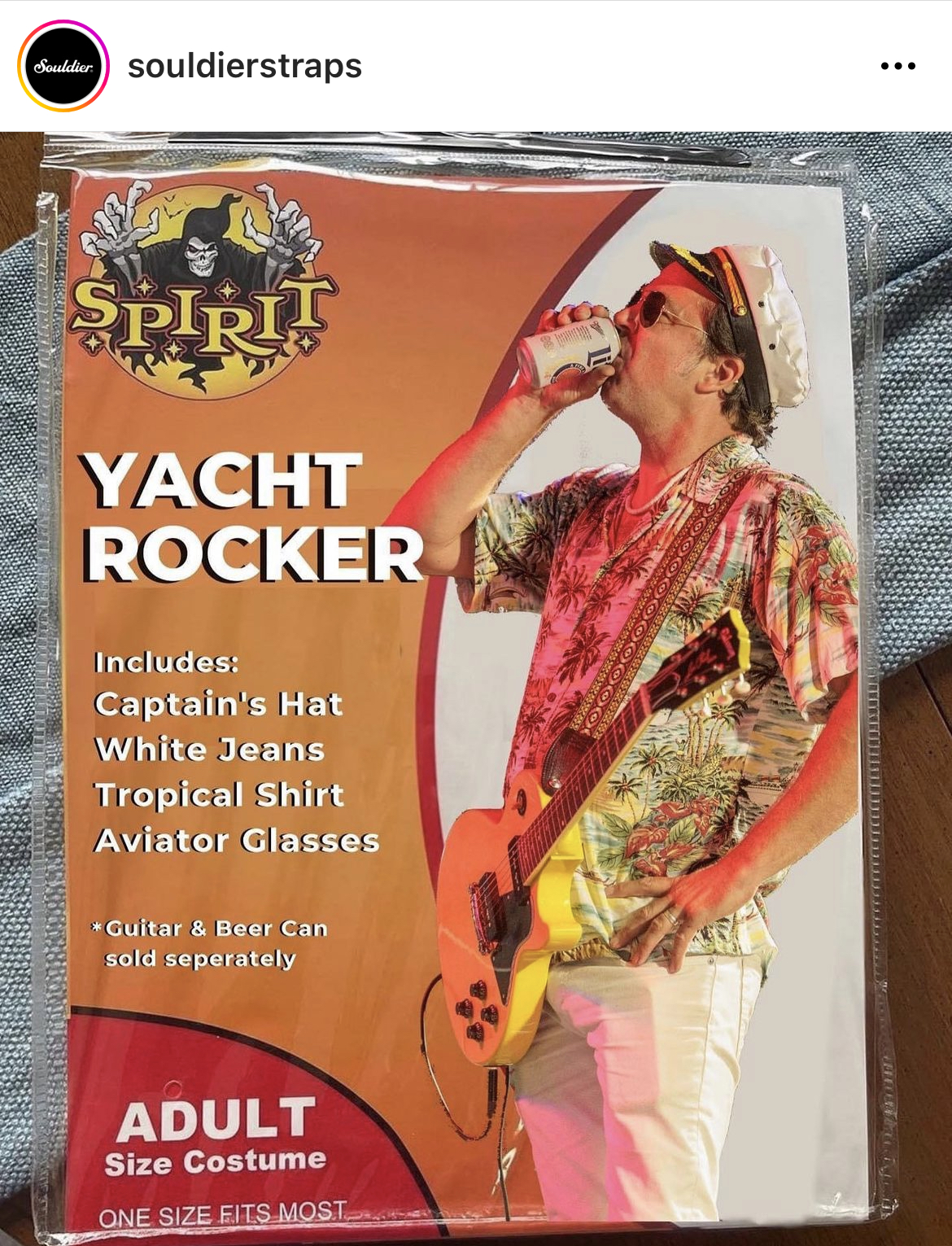 Costume Memes - spirit halloween - der souldierstraps Spirit Yacht Rocker Includes Captain's Hat White Jeans Tropical Shirt Aviator Glasses Guitar & Beer Can sold seperately Adult Size Costume One Size Fits Most ... ToodFood
