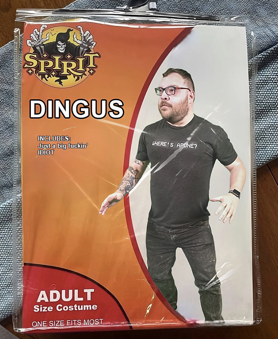 Costume Memes - spirit halloween - Spirit Dingus Includes Just a big fuckin' Idiot Adult Size Costume One Size Fits Most Where'S Apene?
