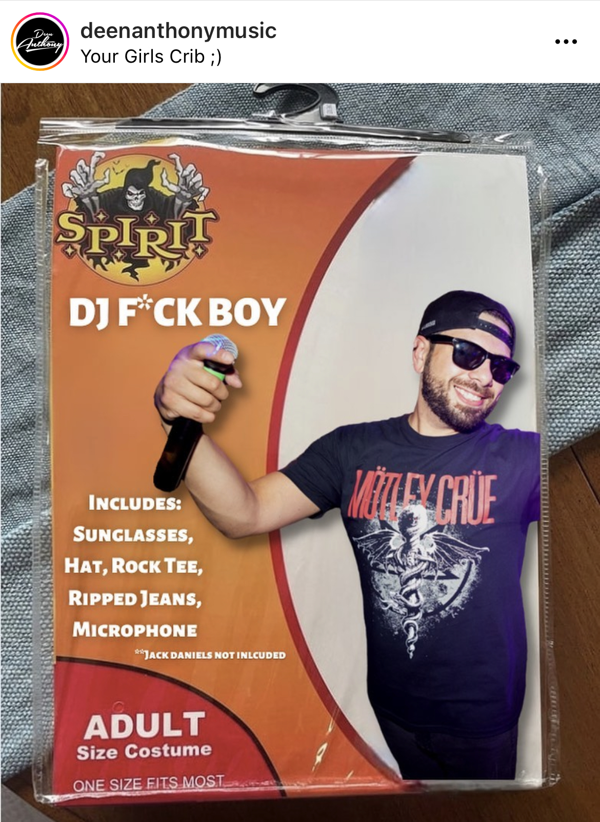 Costume Memes - spirit halloween - deenanthonymusic Your Girls Crib ; Spirit Dj FCk Boy Includes Sunglasses, Hat, Rock Tee, Ripped Jeans, Microphone "Jack Daniels Not Inlcused Adult Size Costume One Size Fits Most Miley Cre
