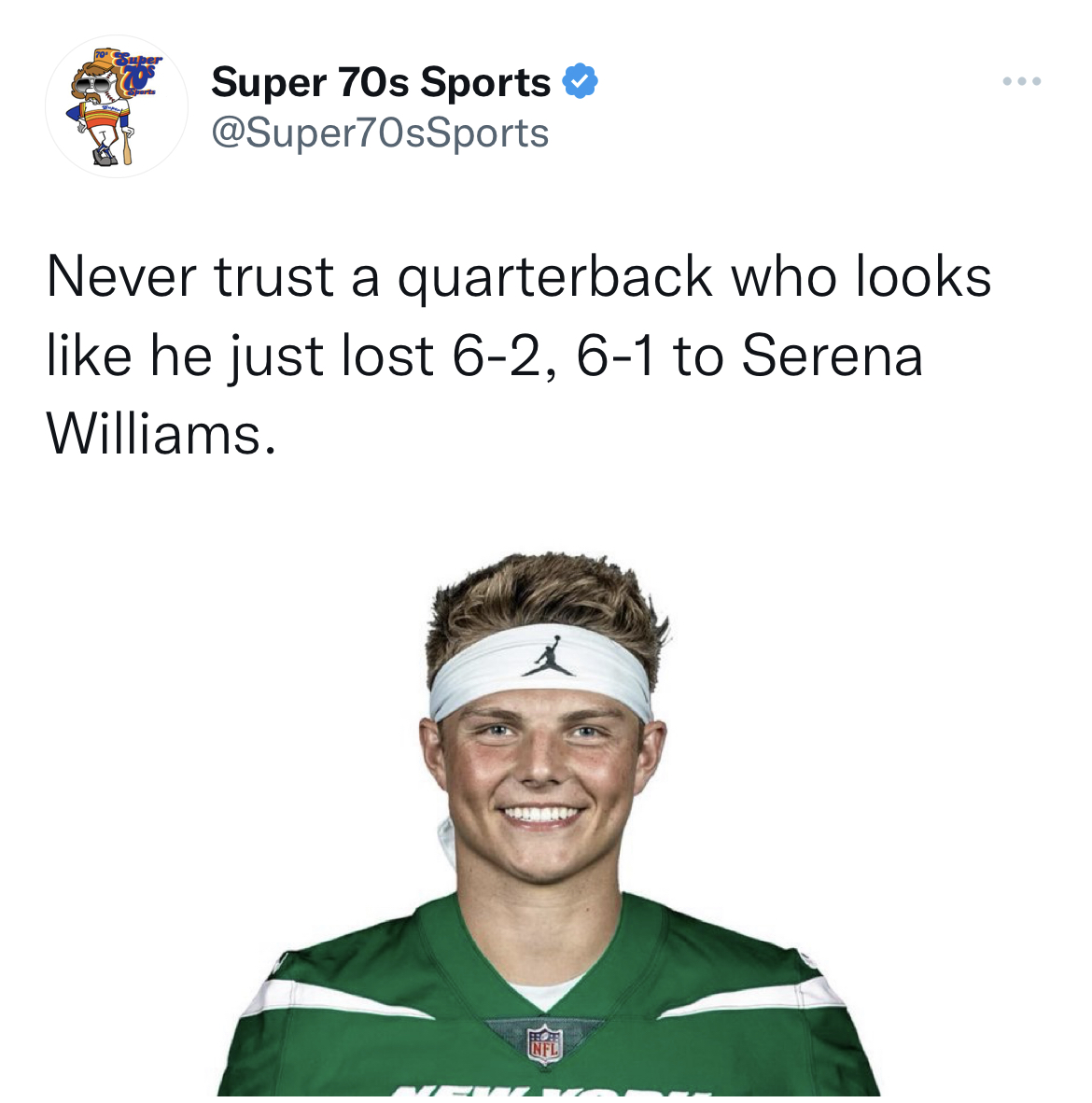 celeb roasts of the week - head - Super 70s Sports Never trust a quarterback who looks he just lost 62, 61 to Serena Williams. Metzg
