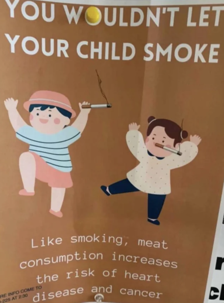 Cringey pics - child smoke and eat meat
