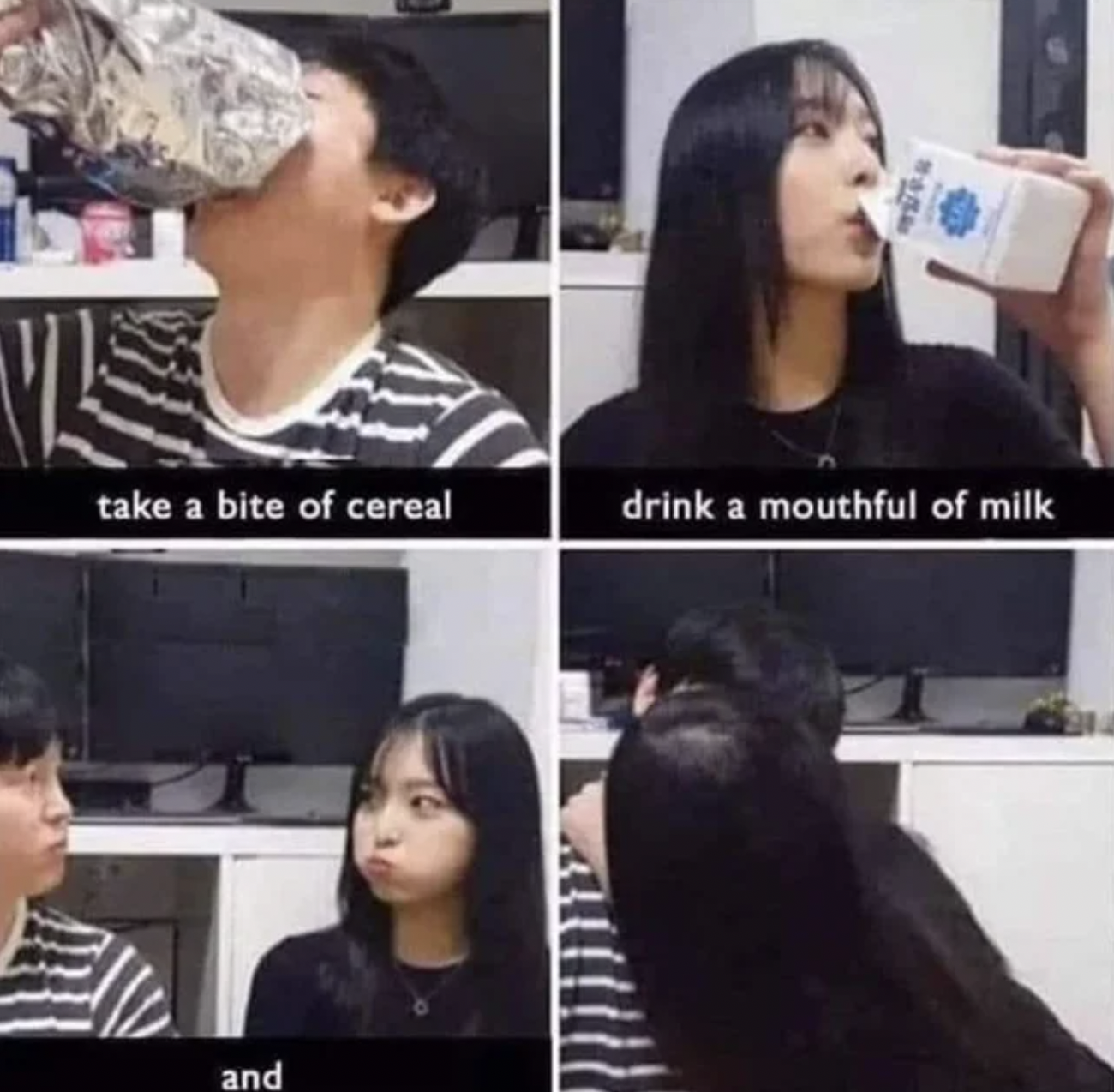 Cringey Pics - head - take a bite of cereal and Wage drink a mouthful of milk