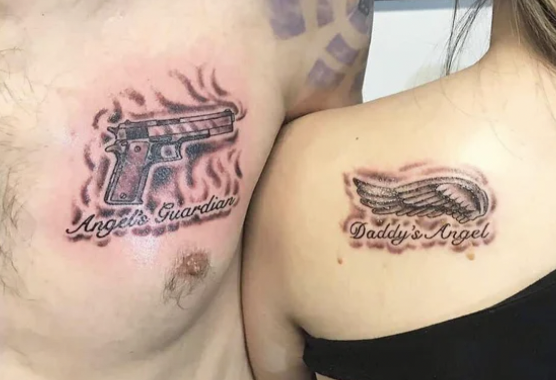 Cringey Pics - daughter dad tattoos - 533 Angel's Guardian Daddy's Angel