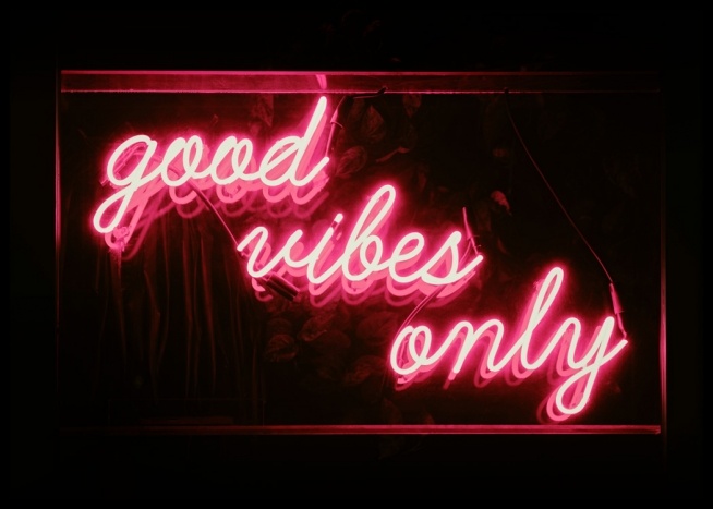 Words ruined by the internet - good vibes only neon sign blue - good ibes only