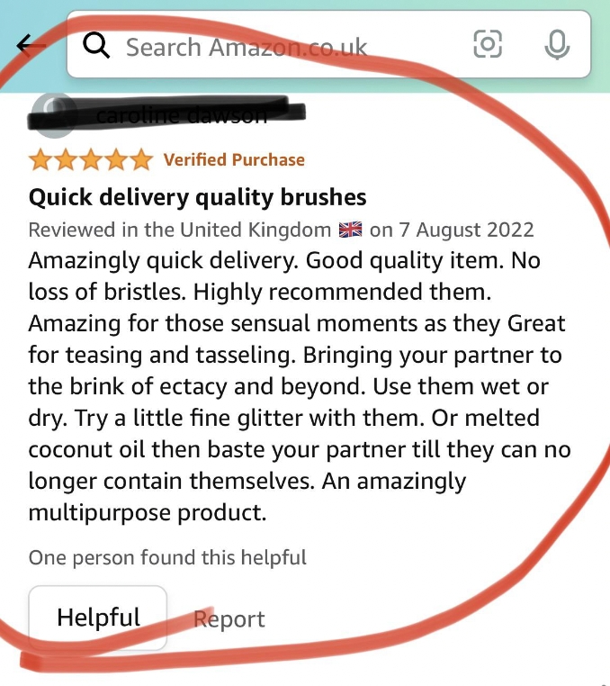 I have sex - Verified Purchase Quick delivery quality brushes Reviewed in the United Kingdom on Amazingly quick delivery. Good quality item. No loss of bristles. Highly recommended them. Amazing for those sensual moments as they Grea