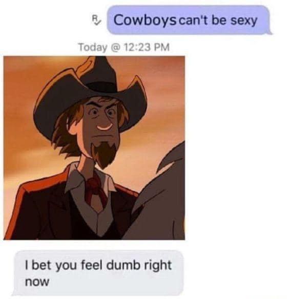 monday morning randomness - space cowboy memes - Cowboys can't be sexy Today @ I bet you feel dumb right now