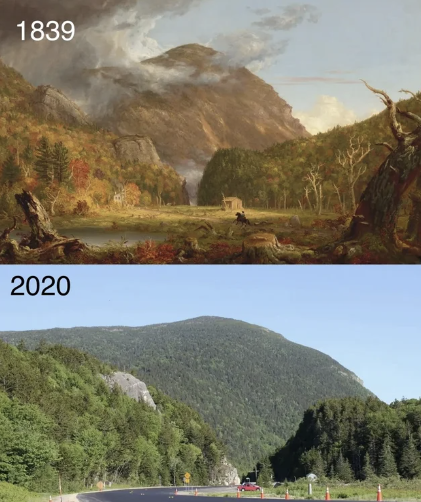Then and Now Pictures - notch of the white mountains thomas cole - 1839 2020 Ant