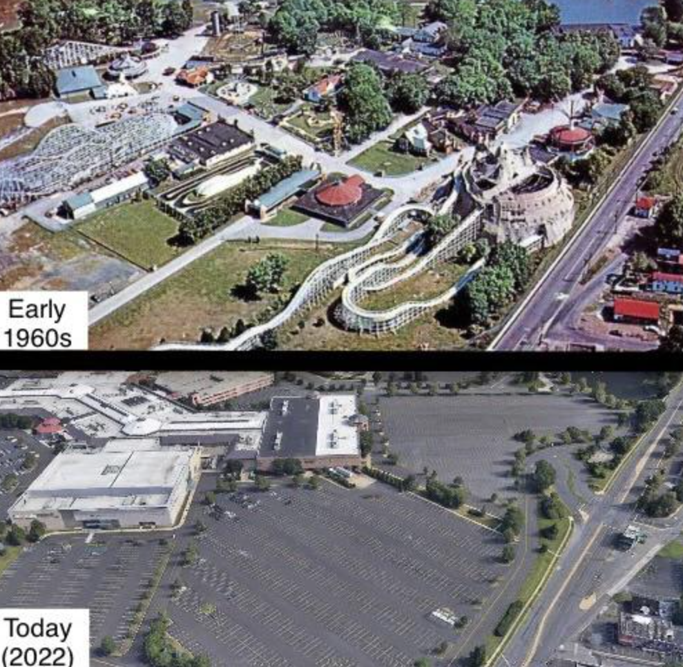 Then and Now Pictures - willow grove amusement park - Early 1960s Today 2022