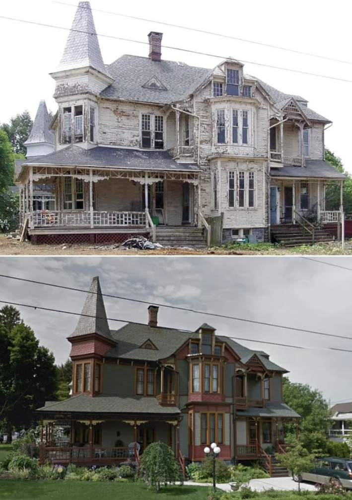 Then and Now Pictures - historic victorian style queen anne house - Her