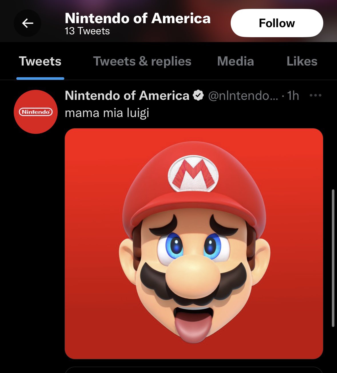 fake twitter posts - Nintendo of America 13 Tweets Tweets Tweets & replies Nintendo Media Nintendo of America ... 1h mama mia luigi