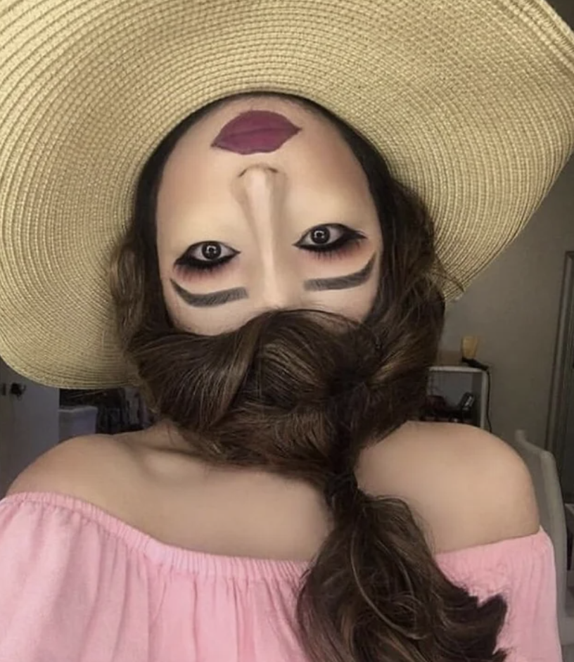 fascinating and terrifying photos - upside down makeup