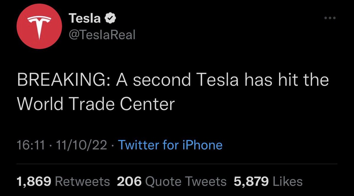 fake twitter posts - a second tesla has hit the twin towers